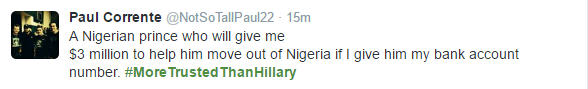 #moretrustedthanhillary tweet