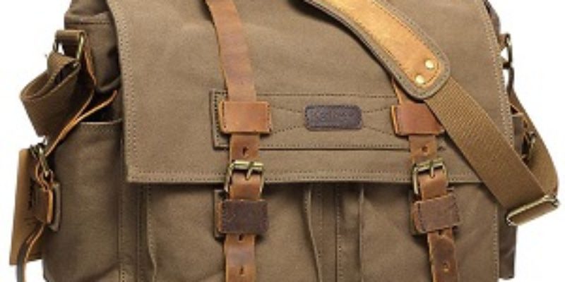 Kattee Leather and Canvas Messenger Style Camera Bag