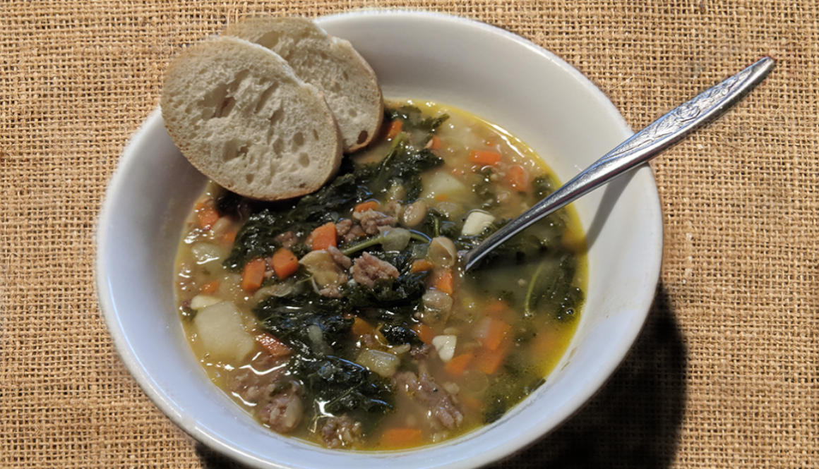 Tuscan Sausage White Bean Kale Soup