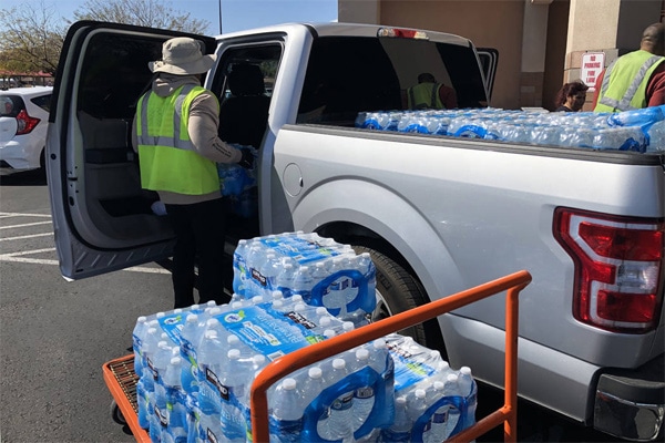 People hoarding water in emergency situations